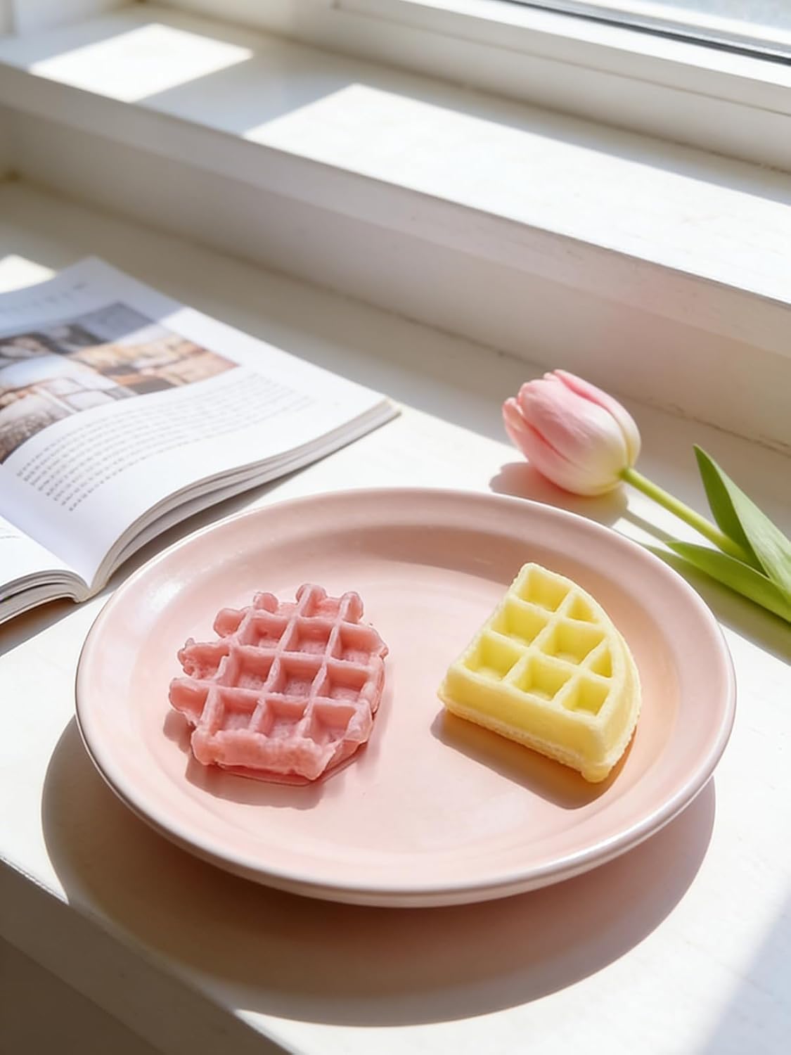 2PCS Waffle Silicone Mold, Waffles Bread Shape Candle Soap Mold for Chocolate, Fondant, Resin| 3.46IN Big Waffle Casting Molds for Baby Shower Birthday Party DIY Crafts Gifts(Waffles)